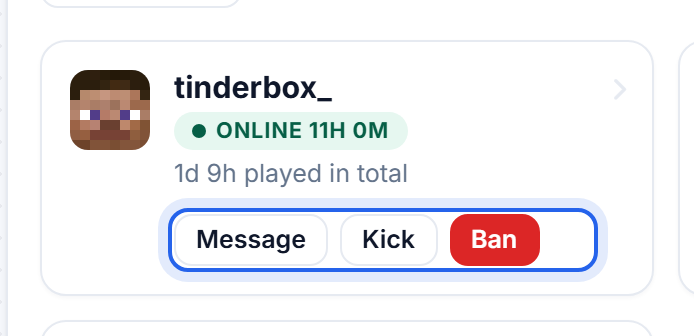 A player card with its actions