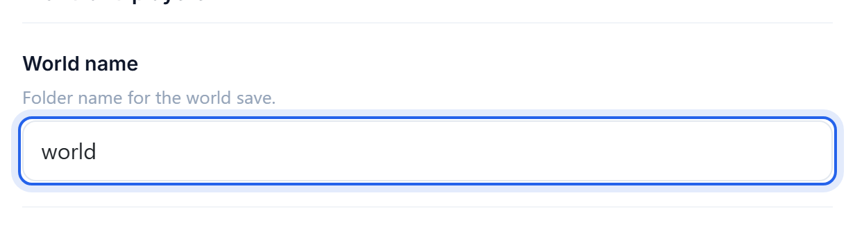 The world name setting