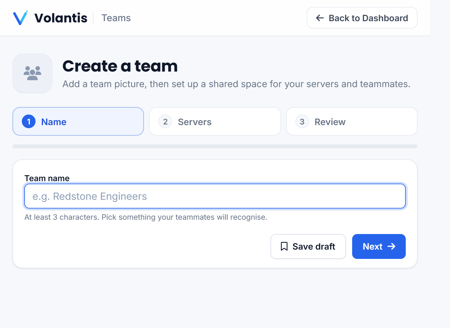 Creating a team