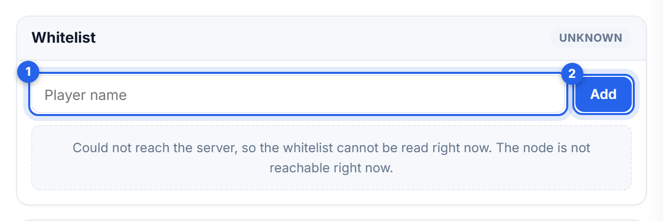 The whitelist panel on the Players tab